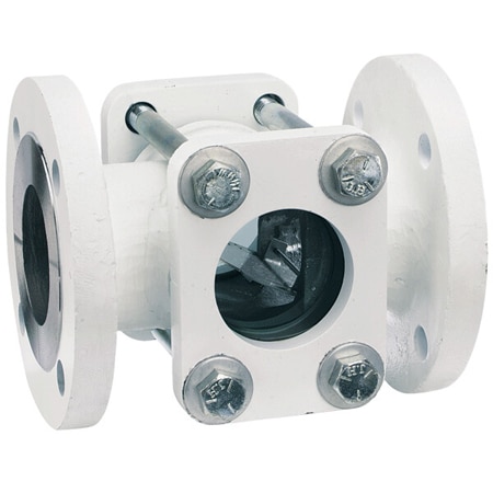 Industrial sight flow indicator installed on a process line
