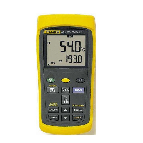 Technician handling a contact temperature measuring instrument for inspection and repair