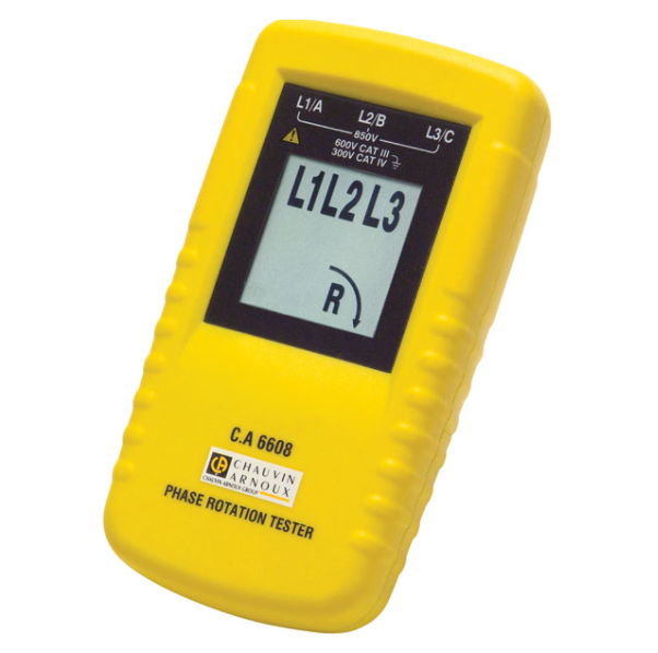 Technician handling an electrical phase indicator during service and inspection