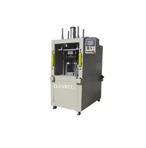 Industrial hot plate welding machine in a production environment